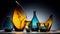 Hanya Glass: Bold And Dramatic Forms In Dark Amber And Sky-blue