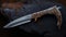 Hanya Knife: Realistic Fantasy Blade With Dark Brown Oryx Design