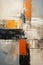 Haphazardly Layered Scenes: Orange, Yellow, Grey, Silver, and Wh