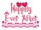 Happily Ever After. Wedding wish. Marriage anniversary. Husband wife marriage. Wordart label. Love emoticon stickers.  Pink hearts