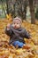 Happiness child playing in forest