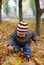 Happiness child playing in forest