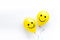 Happiness emotions painted on ballon. Positive mood background. Top view