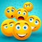 Happiness and friendship creative vector concept with yellow emoji icons
