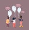 Happiness group of cute and adorable children with balloons. Diverse nation girls playing together. Toddlers of