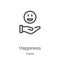 happiness icon vector from charity collection. Thin line happiness outline icon vector illustration. Linear symbol for use on web