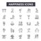 Happiness line icons, signs, vector set, outline illustration concept