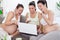 Happiness pregnant women with laptop