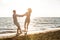 Happiness and romantic Scene of love couples partners on the Beach