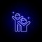 happiness success friendship outline blue neon icon. Elements of friendship line icon. Signs, symbols and vectors can be used for