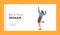 Happiness or Victory Landing Page Template. Woman Waving Hands, Jump or Dance Celebrate Success, Positive Emotions