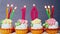 Happy 10 birthday cakes and pink number candles