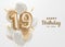 Happy 19th birthday gold foil balloon greeting background.