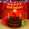 Happy 1st Birthday with chocolate cream cake and triangular flag