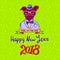 Happy 2018, year of the dog. Dog on green background. New year`s greeting card.