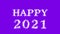 Happy 2021 cloud text effect violet isolated background