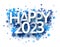 Happy 2023 paper sign with blue snowflakes