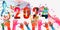 Happy 2024 New Year colorful vector illustration