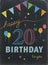 HAPPY 20th BIRTHDAY! color chalk lettering card