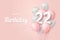 Happy 22th birthday balloons greeting card background.