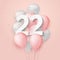 Happy 22th birthday balloons greeting card background.