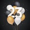 Happy 23th birthday balloons greeting card background.