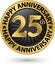Happy 25th years anniversary gold label, vector