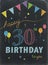 HAPPY 30th BIRTHDAY! color chalk lettering card
