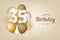 Happy 34th birthday with gold balloons greeting card background.