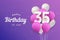 Happy 35th birthday balloons greeting card background.