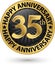 Happy 35th years anniversary gold label, vector