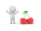 Happy 3D Character next to two cherries