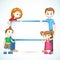 Happy 3d Family in Vector holding Placard