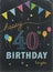 HAPPY 40th BIRTHDAY! color chalk lettering card