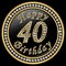 Happy 40th birthday, happy birthday 40 years, golden icon with d