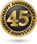 Happy 45th years anniversary gold label, vector