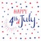 Happy 4th of July. Calligraphy and stars in blue and red colors. Vector illustration on white background.