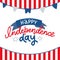 Happy 4th of July - Independence Day card or background. Festive poster or banner with hand lettering. Flat design. Vector