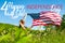 Happy 4th of July, Independence day United States. Woman holding American flag