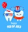 Happy 4th of July - Tooth couple character design in kawaii style.