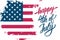 Happy 4th of July USA Independence Day celebrate banner with american flag brush stroke background and hand lettering greetings.