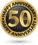 Happy 50th years anniversary gold label, vector
