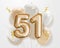 Happy 51th birthday gold foil balloon greeting background.