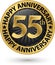 Happy 55th years anniversary gold label, vector