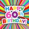 HAPPY 60th BIRTHDAY! card on colorful vector background