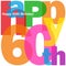 HAPPY 60th BIRTHDAY colorful letters collage card