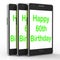 Happy 60th Birthday Smartphone Shows Reaching Sixty Years