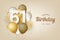 Happy 61th birthday with gold balloons greeting card background.