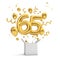 Happy 65th birthday gold surprise balloon and box. 3D Rendering
