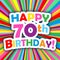 HAPPY 70th BIRTHDAY! card on colorful vector background